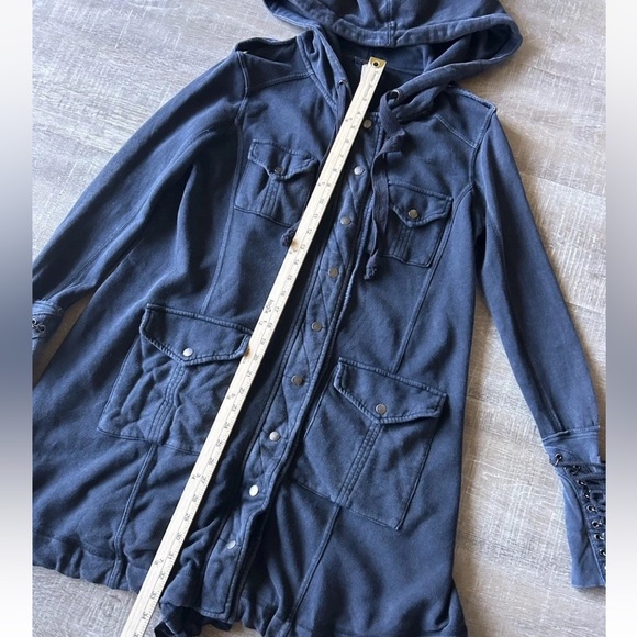 Free People Chelsea Cardi laced up sleeve Hooded cardigan jacket Women’s XS RARE - Picture 11 of 14